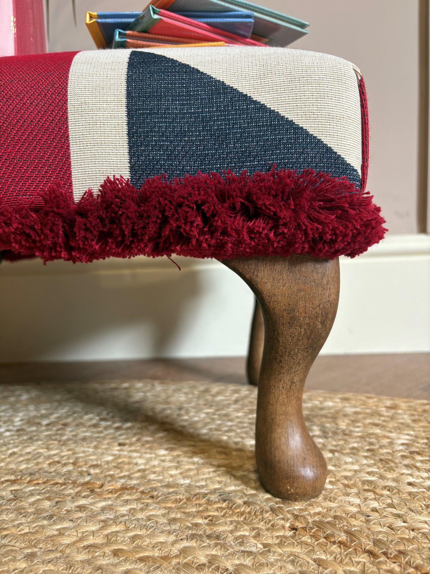 Vintage Style Union Jack Footstool with Queen Anne Legs