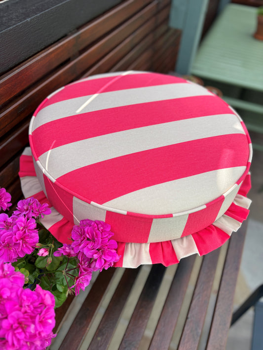 Round Footstool with Co-ordinating Frill Detail