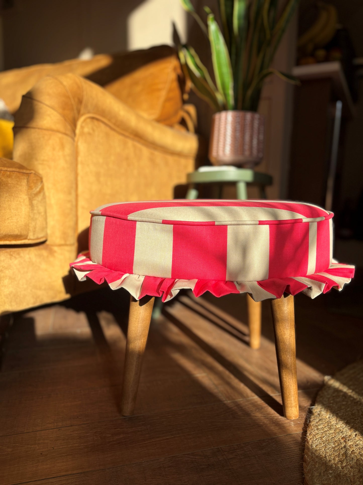 Round Footstool with Co-ordinating Frill Detail