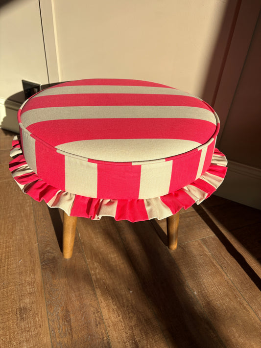 Round Footstool with Co-ordinating Frill Detail
